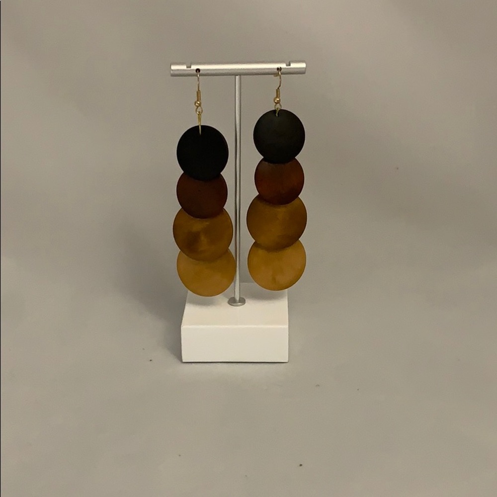 Multi-tone wooden earrings
